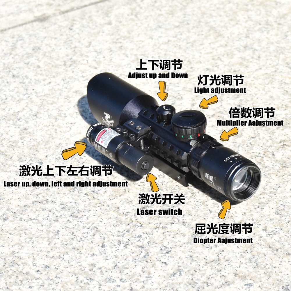 3-10倍红激光一体高清十字瞄准镜望远镜模型器光学弹弓玩具备件 - 图2