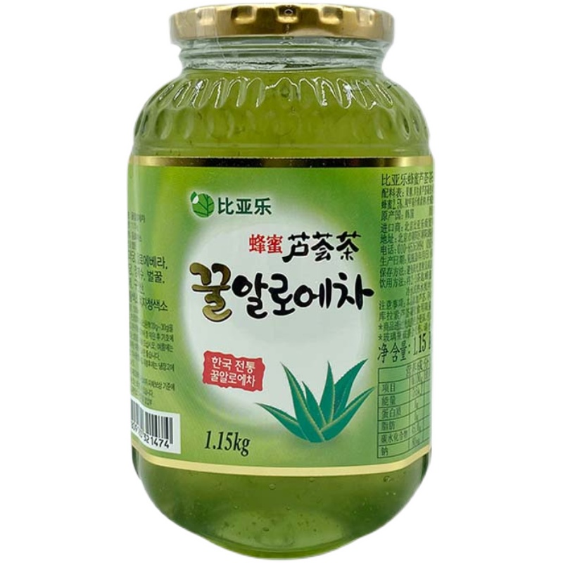 比亚乐蜂蜜芦荟茶1150g韩国原装进口 蜜炼水果茶酱罐装奶茶店专用 - 图3