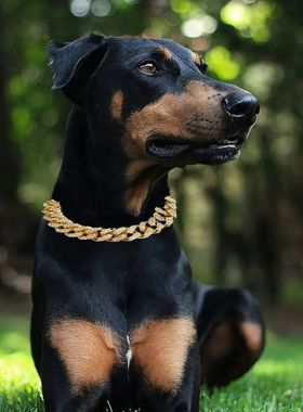 Rhinestone Metal Fighting Necklace Dog Accessories Pet Suppl