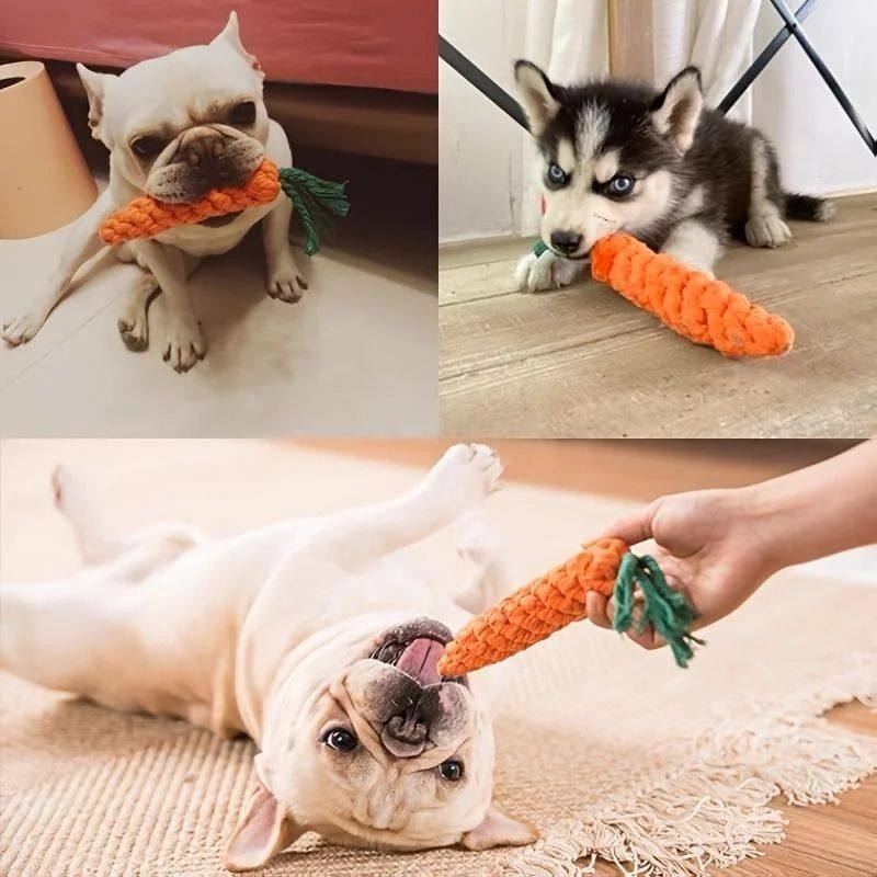 1pc Pet Knot Toy for Dog and Cat Carrot Shape Dog Chew Toys - 图0