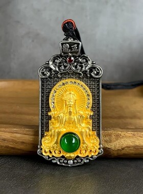 铜合金树脂吊坠 财神龙五爷方牌吊坠双面日进斗金