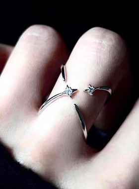 四芒星闪钻戒指女in小众设计