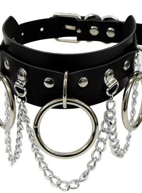 【蜜桃茶】暗夜朋克哥特铆钉choker脖子项圈女万圣原宿风黑色颈链