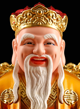 树脂土地公公土地婆婆供奉摆件