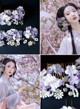 古风汉服影楼花朵手工发饰