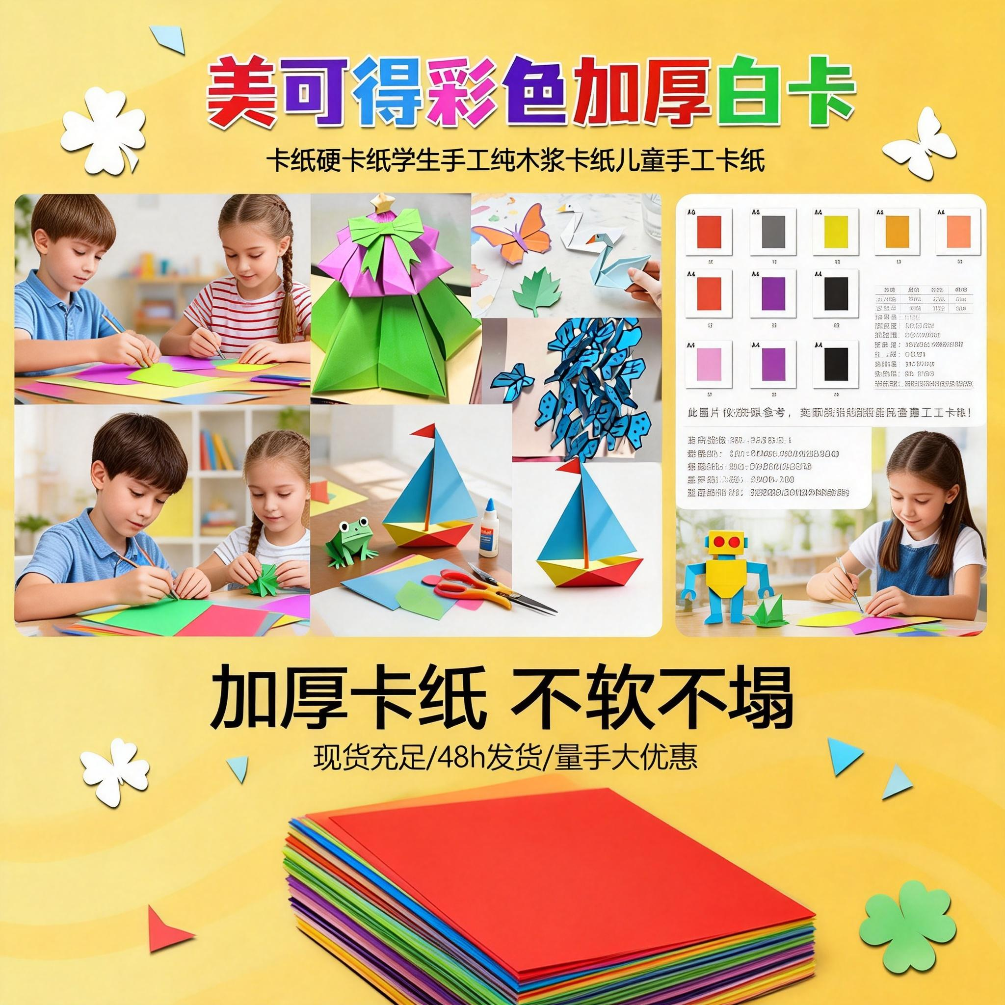 美可得彩色加厚白卡纸惠洋硬卡纸学生手工纯木浆卡纸儿童手工卡纸,淘宝优惠券,粉丝福利购,淘宝优惠卷