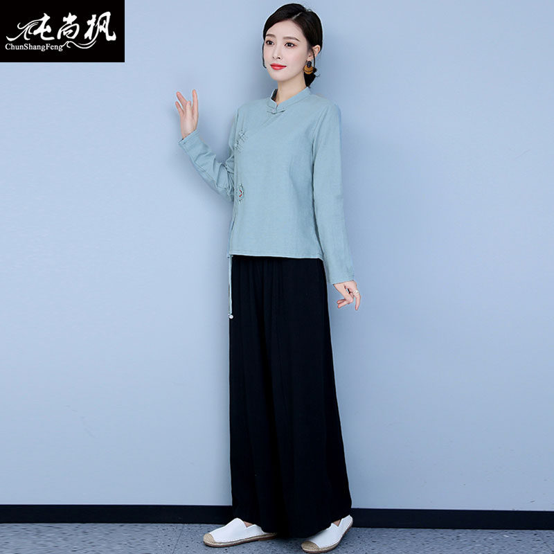中式唐装禅意女装茶服秋冬棉麻汉服 纯尚枫女装上衣
