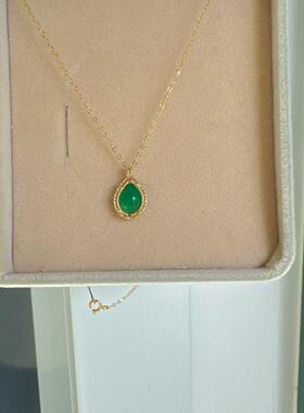 天然绿玛瑙水滴新中式项链