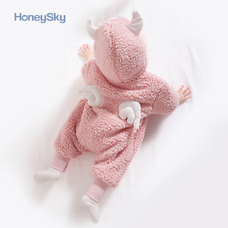 honeysky新生冬季宝宝外出超萌哈衣 honeysky连身衣/爬服/哈衣