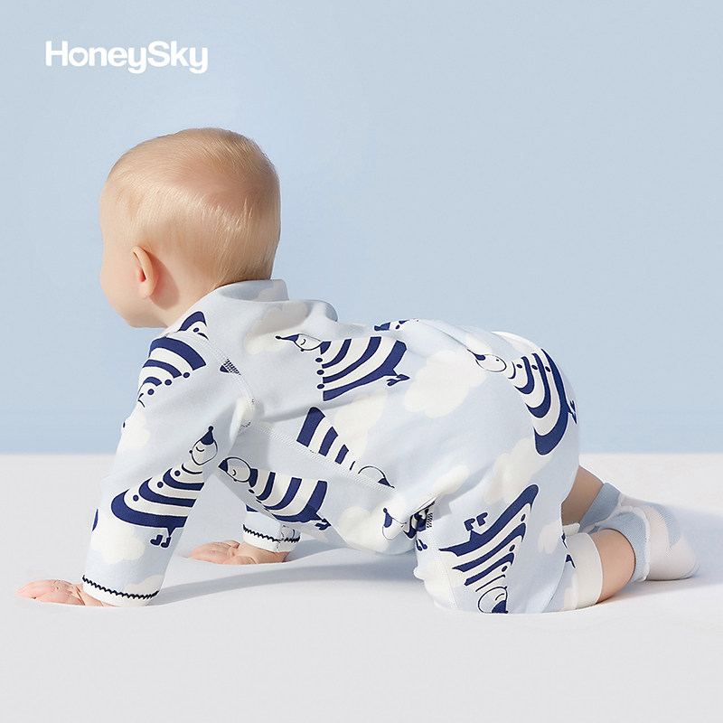 honeysky新生春秋纯棉宝宝外出哈衣 honeysky连身衣/爬服/哈衣