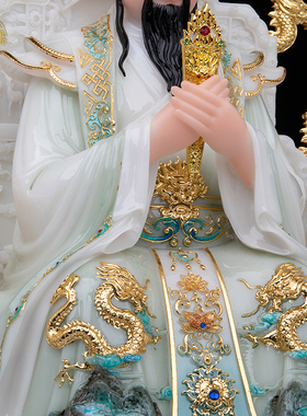 城隍爷神像汉白玉中式供奉摆件