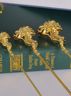 合金龙头拐杖神像中式摆件装饰品