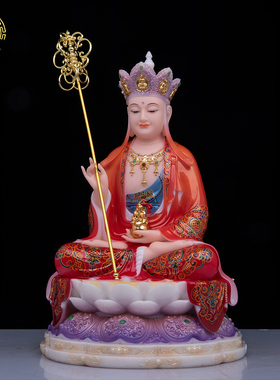 古彩汉白玉全堂佛像供奉家居摆件