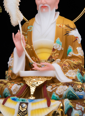 三清道祖神像汉白玉中式客厅摆件