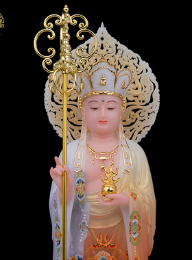 汉白玉中式客厅站地藏王菩萨佛像