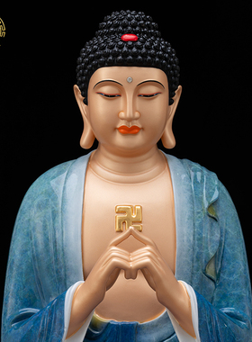 七宝如来佛像纯铜热着色家用摆件