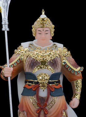 客厅二郎神汉白玉神像杨戬玉雕