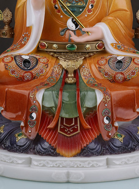 汉白玉三清道祖神像家用客厅摆件