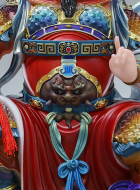 真武大帝神像汉白玉彩绘中式摆件