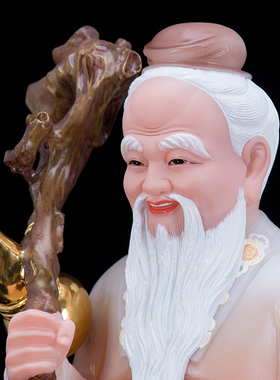 神像汉白玉彩绘牵红线月下老人