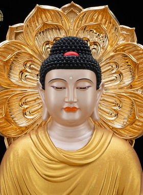 黄铜全堂佛像释迦佛家用供奉摆件