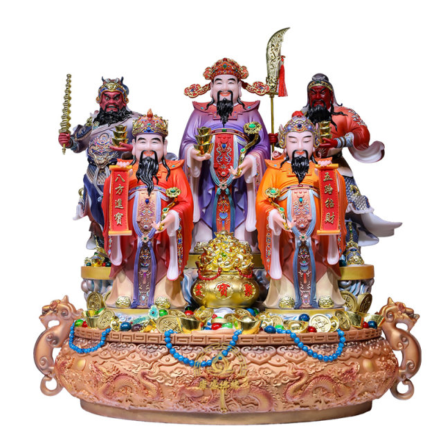 White marble shop decorations five-way God of Wealth statue Buddha statue