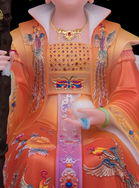 汉白玉泰山奶奶神像中式家居摆件