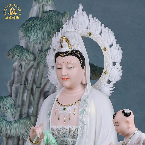 紫竹林观音神像供奉送子观音汉白玉观音像南海观世音菩萨像摆件 - 图1