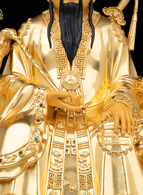 吕洞宾神像纯铜贴金中式客厅摆件