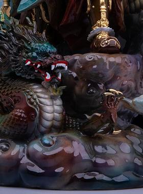 站龙关公铜像客厅纯铜热着色中式