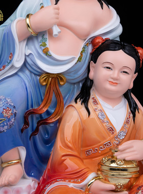 和合二圣像祝福客厅装饰仿瓷摆件