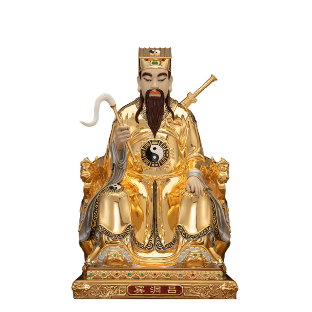 Puhui Pure Bronze Living Room Lu Dongbin Statue Lu Zu Buddha Statue