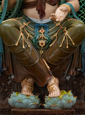 纯铜一叶天冠弥勒像供奉桌面摆件