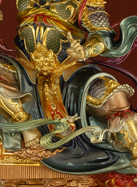 普化天尊铜像客厅摆件纯铜珐琅彩