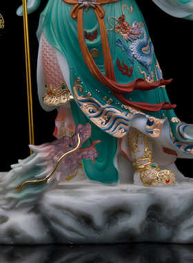 汉白玉站龙关公神像武财神招财