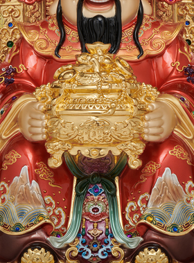 黄铜九龙椅财神爷像开业招财摆件