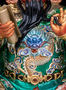 拿书关公神像关羽像铜彩书房摆件