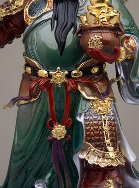 关公神像纯铜彩绘供奉中式摆件