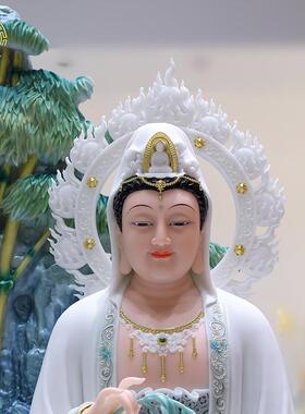 紫竹林观音神像客厅汉白玉中式