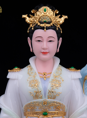 心照帝一汉白玉九天玄女娘娘神像