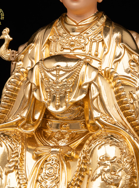 铜贴金碧霞元君神像中式家用摆件