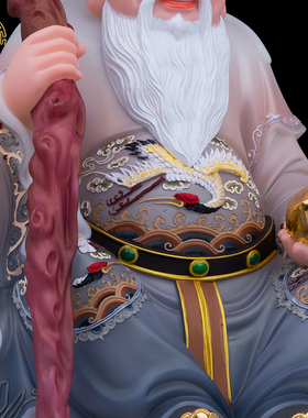 土地公土地婆神像汉白玉中式客厅