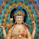 Pure copper enamel peacock king Buddha statue home decoration