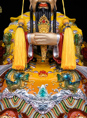 铜彩绘广济龙王佛像家居招财摆件