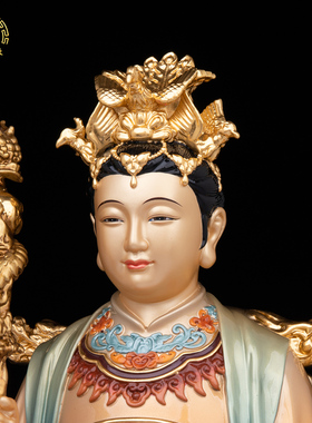 玉帝王母神像黄铜珐琅彩供奉摆件
