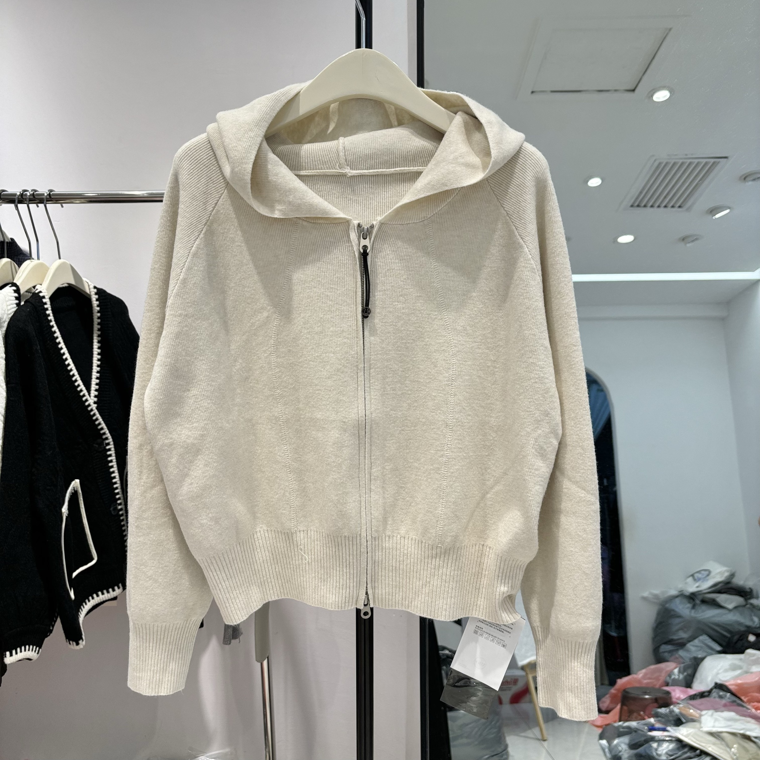 2025秋宽韩版休闲软糯连帽拉链针织开衫女显瘦小个子毛衣外套6609 - 图0