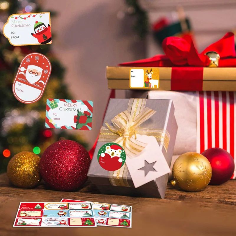 10 Sheets Merry Christmas Stickers Presents Wrapping Seal La - 图1