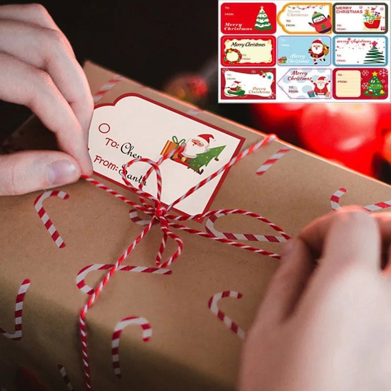 10 Sheets Merry Christmas Stickers Presents Wrapping Seal La - 图3