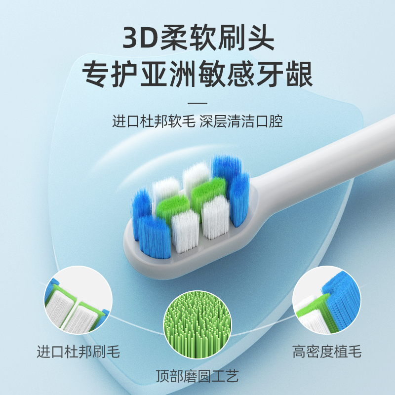 ROAMAN罗曼电动牙刷头T10S3T3T5T6T20V5通用替换头原装白蓝绿粉色-图1