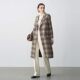 sdeer圣迪奥冬季女装OL风西装领格纹毛呢长款大衣S23482522